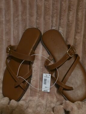 torrid Brown Crisscross Slide Sandals with Buckle